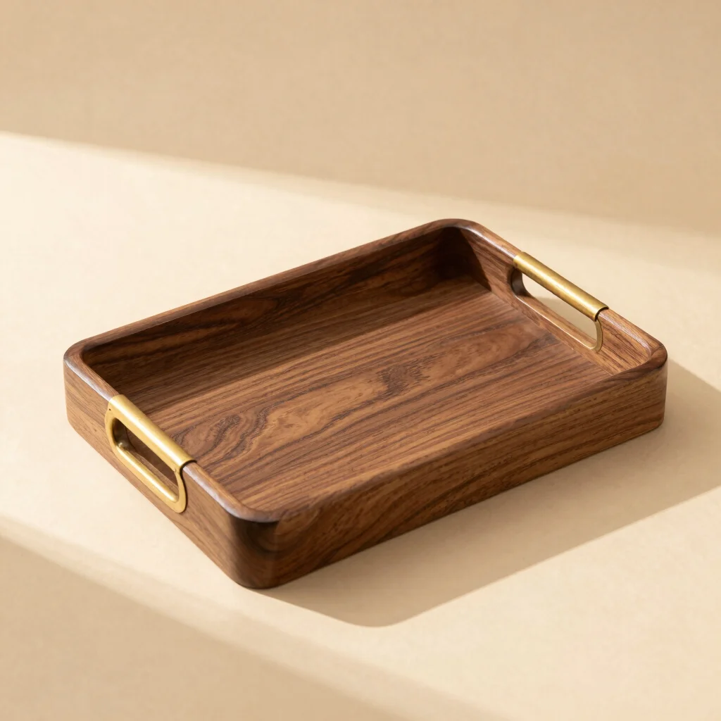 Sculptural Walnut Serving Tray