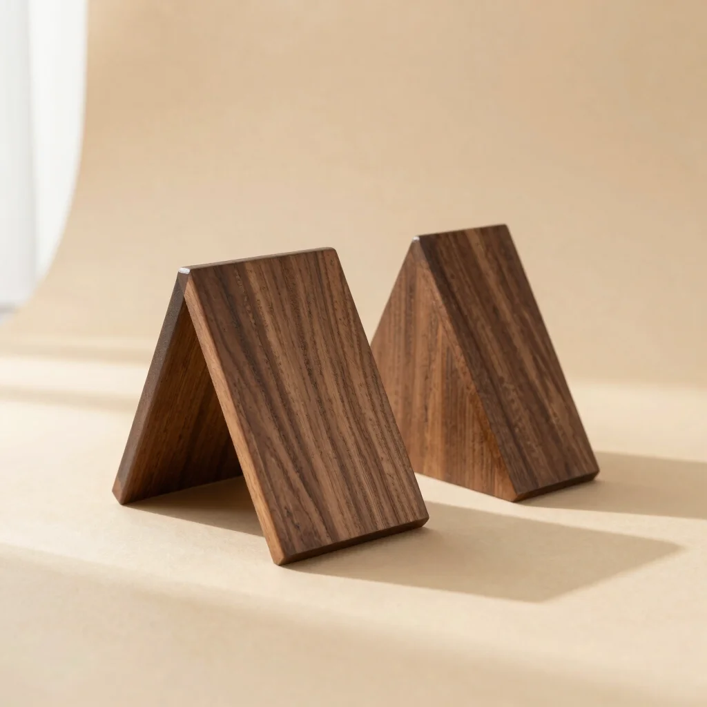 Geometric Walnut Bookend Pair
