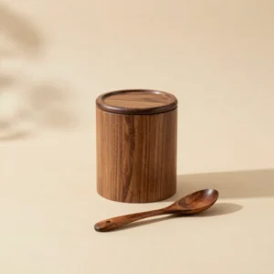 Hand-Turned Walnut Coffee Scoop & Canister
